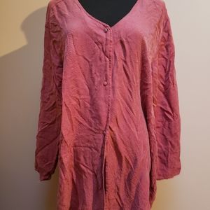 August Silk Long Sleeve Buttoned Night Shirt Medium